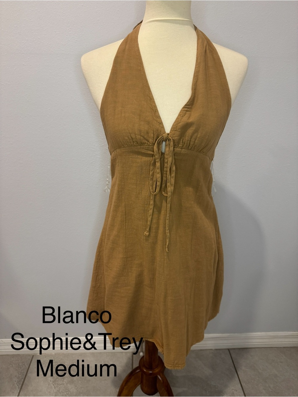 Sophie & Trey Backless Halter Dress - Tan